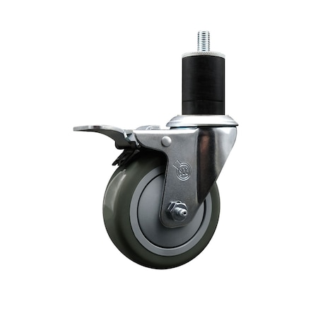 Service Caster 4'' SS Gray Poly Swivel 1-3/4'' Expanding Stem Caster Total Lock Brake SCC-SSEXTTL20S414-PPUB-134
